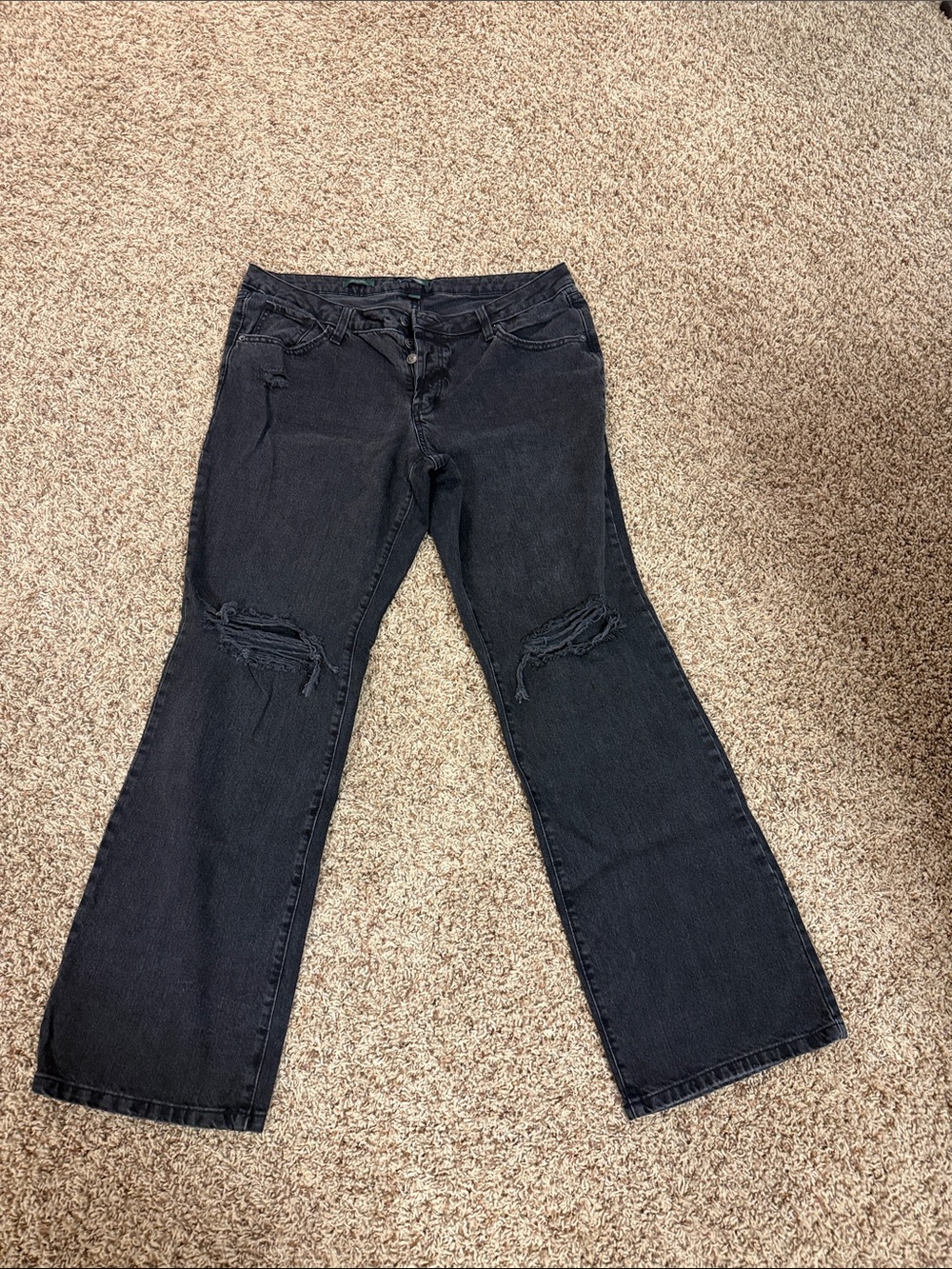 wild fable Black Flare Jeans with Knee Distressing